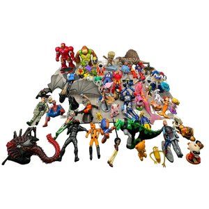 Lot of 59 Action Play Figures Marvel, DC Comics, Disney, Hasbro, Kenner Box #1